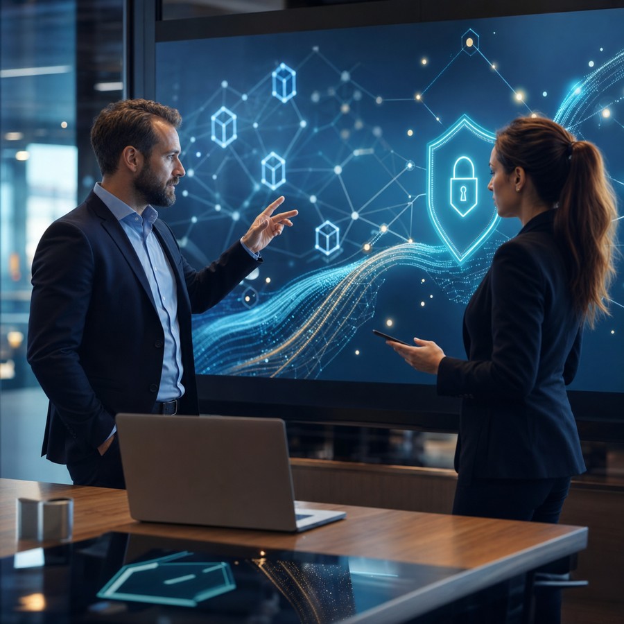 Équipe éditoriale MrCrypto en réunion fintech